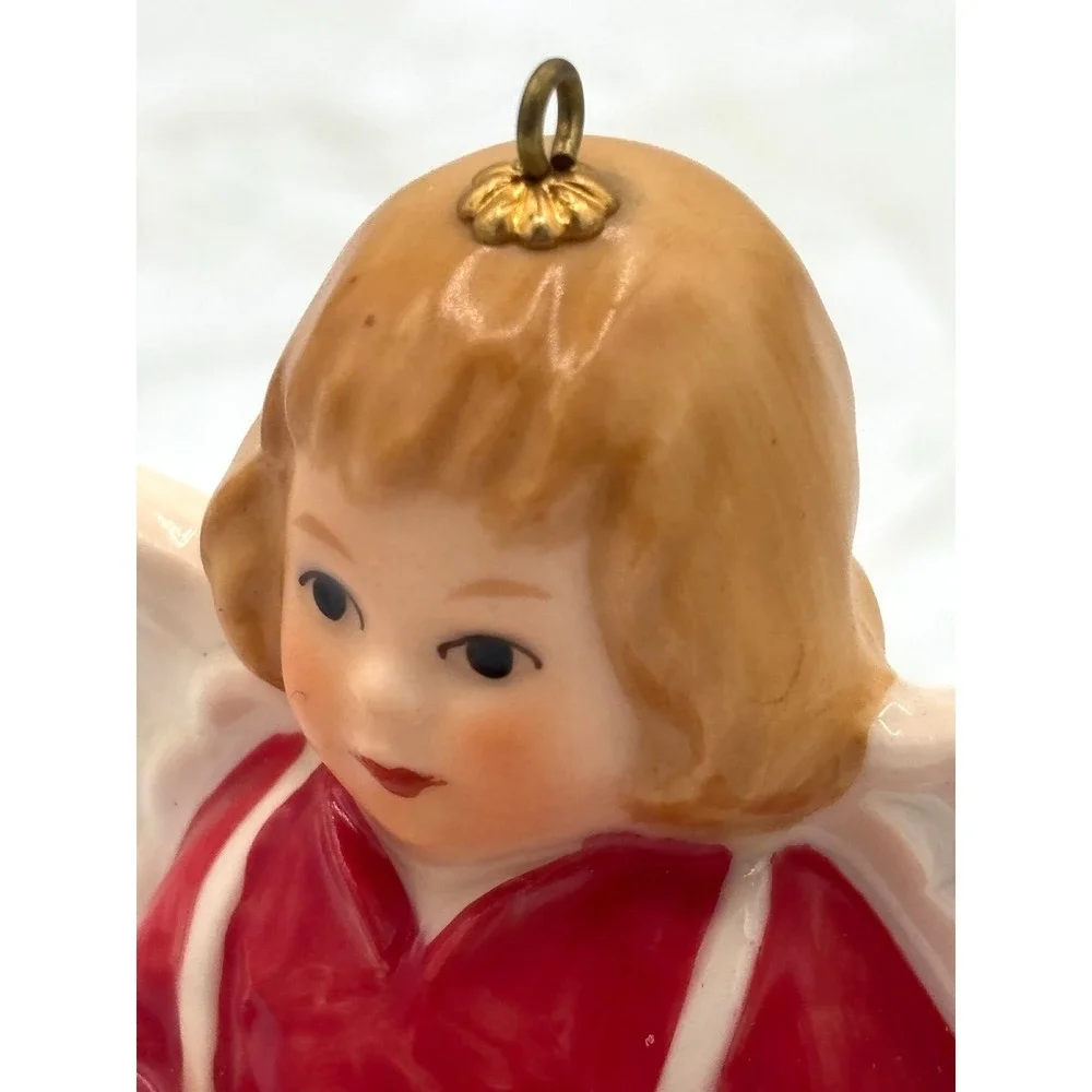 Goebel Annual Angel‎ Bell Ornament 1984 Drum Red West Germany Vintage Porcelain